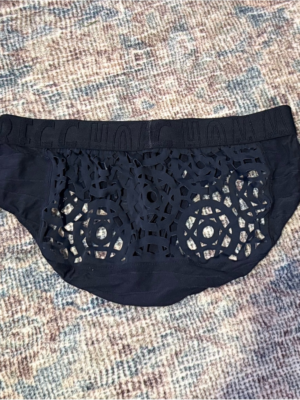 GREGG HOMME Laser-Cut Underwear in Black with Textured Waistband